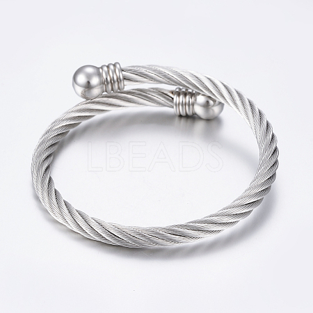 304 Stainless Steel Torque Bangles BJEW-G584-38P-1