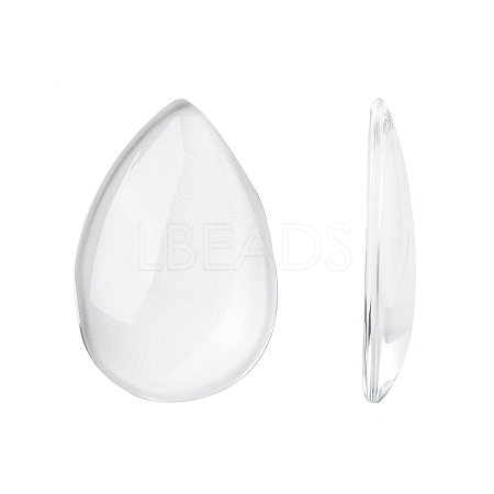 Transparent Teardrop Glass Cabochons GGLA-R024-30x20-1