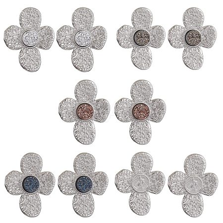 Imitation Druzy Gemstone Resin Flower Stud Earrings EJEW-JE05318-1