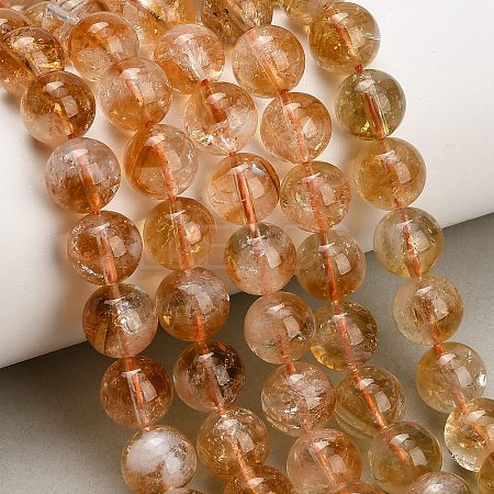 Hearted Natural Citrine Beads Strands GG-T002-A01-10mm-1
