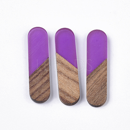 Transparent Resin & Walnut Wood Cabochons RESI-Q210-014A-B01-1