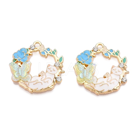 Rack Plating Alloy Enamel Pendants X-ENAM-N056-372KCG-02-1