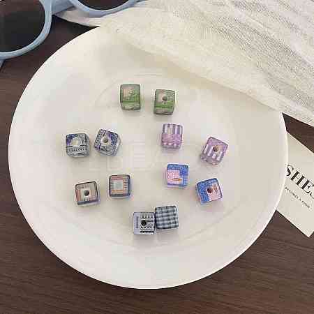 Printed Opaque Acrylic Beads OACR-N163-33-1
