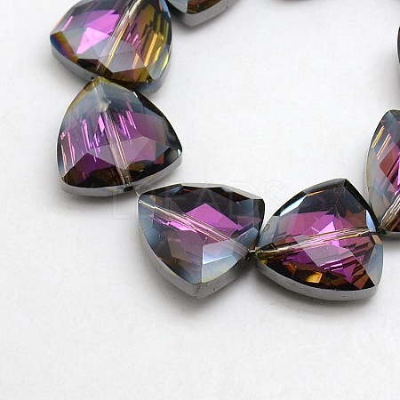 Electroplate Crystal Glass Triangle Beads Strands X-EGLA-F068D-01-1