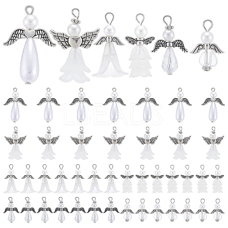 48Pcs 6 Styles Acrylic Pendants PALLOY-PH01811-1