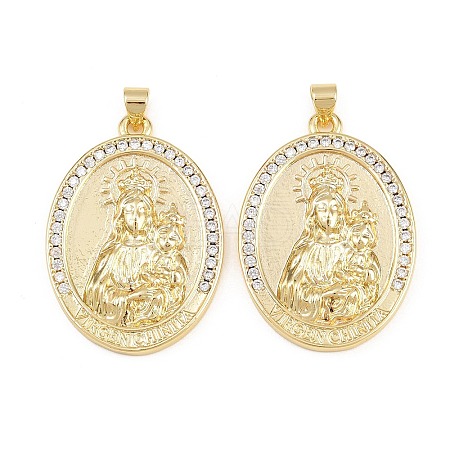 Brass Micro Pave Clear Cubic Zirconia Pendants KK-L275-59G-02-1