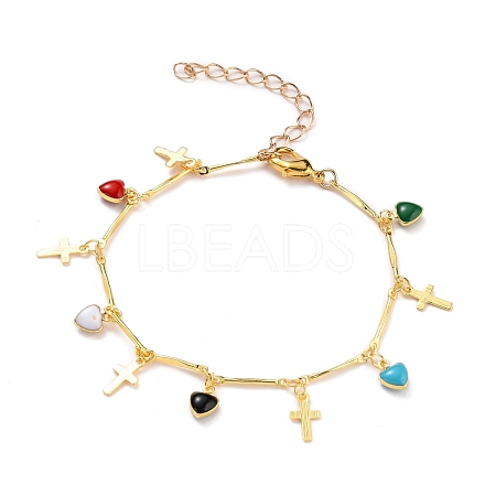 Brass Enamel Charm Bracelets BJEW-JB05610-1