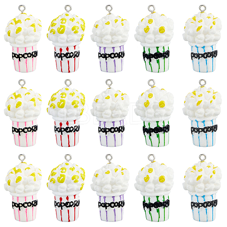 30Pcs Popcorn Resin Pendants RESI-SC0006-80-1