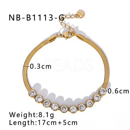 304 Stainless Steel Pave Clear Cubic Zirconia Tennis Bracelets WGF0689-01-1