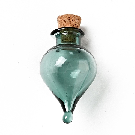 Teardrop Glass Cork Bottles Ornament AJEW-A039-01D-1