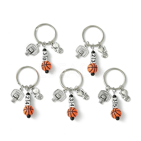 Number & Basketball Acrylic Beaded Pendant Keychain KEYC-JKC00850-1