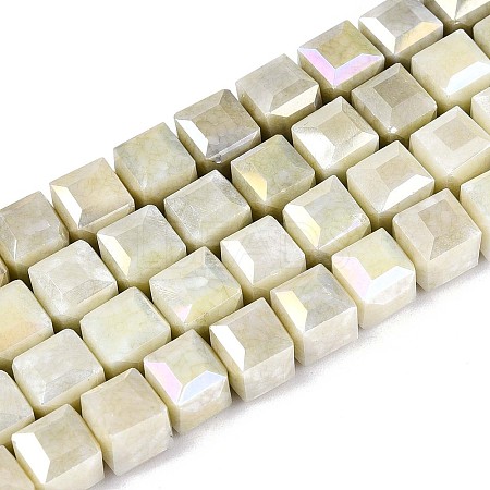 Anti-Tarnish Electroplate Glass Beads Strands GLAA-T025-8mm-10F-1