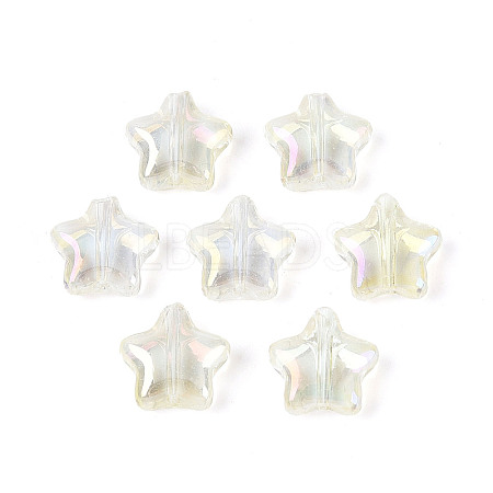 Transparent Spray Painted Glass Beads GLAA-R211-04-G04-1