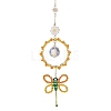 Alloy Enamel Flower & Glass Beads Ring Pendant Decorations HJEW-TA00256-1