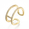 Brass Micro Pave Clear Cubic Zirconia Cuff Rings RJEW-S045-020G-NR-1