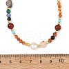 Natural Agate(Dyed & Heated) and Pearl Beaded Necklaces NJEW-JN06671-4