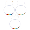 3Pcs Adjustable Chakra Natural & Synthetic Mixed Stone Round Bead Braided Bracelet Sets ZZ4943-2-1