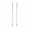 Brass Micro Pave Clear Cubic Zirconia Stud Earring Findings KK-S360-170-2