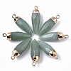 Top Golden Plated Natural Aventurine Pointed Pendants G-S359-078B-2