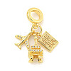 Rack Plating Brass Micro Pave Cubic Zirconia European Dangle Charms KK-P270-02F-G-1