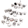 Alloy Skull Finger Rings Sets for Women PW-WG6A396-01-4