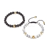 2Pcs 2 Style Cubic Zirconia Braided Bead Bracelet BJEW-JB08050-02-4
