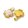 Rack Plating Brass Natural White Shell Pendants KK-U025-03G-01-2