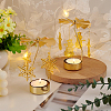 2 Sets 2 Style Iron Rotating Snowflake & Snowman Candlestick Tealight Candle Holder Sets DJEW-FG0001-32-5