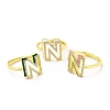 Mixed Color Enamel Initial Letter Adjustable Ring with Clear Cubic Zirconia RJEW-P045-01G-N-1