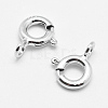 Rhodium Plated 925 Sterling Silver Spring Ring Clasps STER-K167-076A-P-2