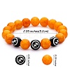 Dark Orange Natural Yellow Jade Round Beaded Stretch Bracelet BJEW-SW00077-07-7