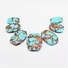 Assembled Bronzite and Synthetic Turquoise Graduated Beads Strands G-P297-T01-1