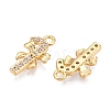 Christmas Theme Brass Micro Pave Clear Cubic Zirconia Charms KK-T073-18G-2