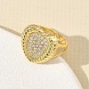 Brass Micro Pave Cubic Zirconia Cuff Open Rings for Women CU-CBA760A-13B-G-1