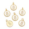 Brass Micro Pave Clear Cubic Zirconia Charms ZIRC-I052-16G-08-1
