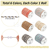 6 Rolls 6 Colors 4-Ply Polycotton Cord with Metallic Thread OCOR-SC0001-09-2