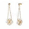 Flower Round Shell Pearl Beads Earrings for Girl Women EJEW-TA00009-3