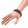 2Pcs 2 Style Synthetic Hematite & Black Stone & Natural Obsidian Stretch Bracelets Set with Cubic Zirconia Skull BJEW-JB08120-4