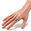 Flat Round with Evil Eye Resin Adjustable Ring RJEW-JR00406-3