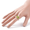 Glass Seed Braided Bead Frog Shape Finger Ring for Women RJEW-TA00052-3