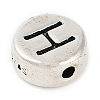 925 Sterling Silver Flat Round with Letter Beads STER-G044-01AS-H-2