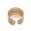 Ion Plating(IP) 304 Stainless Steel Multi Line Open Cuff Rings for Women RJEW-G285-10G-3