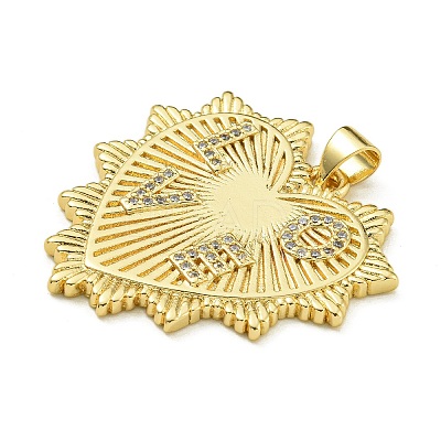 Rack Plating Brass Micro Pave Clear Cubic Zirconia Pendants X-KK-Z067-05G-1