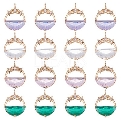 16Pcs 4 Colors Glass Pendants GLAA-GA0001-32-1