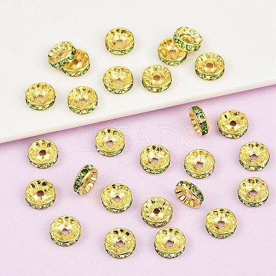 Brass Grade A Rhinestone Spacer Beads RSB039NF-10G-1
