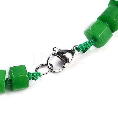 Dyed Natural Malaysia Jade Hexagon Prism Graduated Beaded Necklaces for Women Men NJEW-K388-03H-1