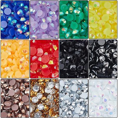 2 Boxes 2 Colors Pointed Back Resin Rhinestone Cabochons MRMJ-OC0003-04-1