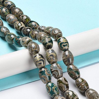 Tibetan Style dZi Beads Strands TDZI-E005-01F-1