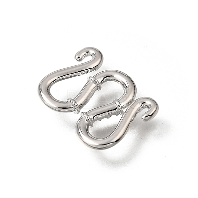 Brass Micro Pave Clear Cubic Zirconia M-Hook Clasps KK-CBA0DF0-15P-1