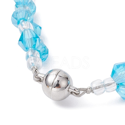 Glass & Brass Curved Tube Beaded Bracelet with Alloy Magnetic Clasp BJEW-JB09853-1